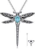 wholesale Sterling Silver Stone Dragonfly Urn Necklace for Ashes w Filling Tool-0-65