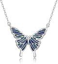 wholesale 925 Sterling Silver Blue Opal Butterfly Pendant Necklace Minimalist Charm s for Her-0-0