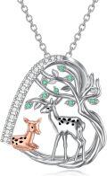 wholesale 925 Sterling Silver Tree of Life with Doe and Fawn Pendant Necklace - Nature Inspired s for Women & Girls-0-0