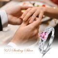 wholesale 925 Sterling Silver Heart-shaped Pink Crystal Ring-0-5