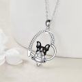 wholesale 925 Sterling Silver Black French Bulldog Pendant Necklace Gifts for Women-0-3