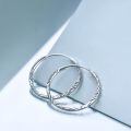 wholesale 925 Sterling Silver Hoop Earrings White Gold Plated Twisted Faceted Circle For Women-0-3