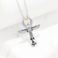 wholesale 925 Sterling Silver Ancient Egypt Scarab & Ankh Cross Pendant Necklaces for Women Men Gold Plated Evil Eye Protection Amulet Charm  48cm Chain Length-0-3