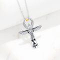 wholesale 925 Sterling Silver Winged Ankh Pendant Necklace-0-3