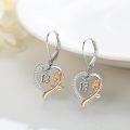 wholesale 925 Sterling Silver Rose Flower Heart Leverback Dangle Earrings with Number 13 Charm for Women-0-1