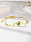 wholesale 925 Sterling Silver & Zircon Claddagh Bracelet for Women - 16mm Irish Jewelry Gift with Green Heart-0-2