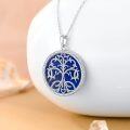 wholesale 925 Sterling Silver Lapis Lazuli Tree of Life Round Pendant Necklace s for Women-0-1