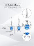 wholesale 925 Sterling Silver Blue Opal Turtle Dangle Drop Earring Beach  for Women Girls-0-4