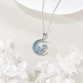 wholesale 925 Sterling Silver Turquoise Crescent Moon Fox Pendant Necklace-0-2