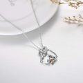 wholesale 925 Sterling Silver Metal Austrian Crystal Teddy Bear Love Forever Heart Pendant Necklace Valentines Day Gifts for Her-0-2