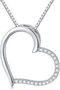 wholesale 925 Sterling Silver Open Heart Pendant with Diamonds for Women's s-0.1 CT-1 Heart