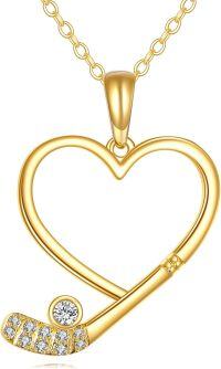 wholesale 14K Gold Solid Heart Soccer Golf Pendant Necklace for Women Gifts for Mom-Golf Necklace