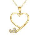 wholesale 14K Gold Solid Heart Soccer Golf Pendant Necklace for Women Gifts for Mom-0-0