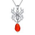 wholesale 925 Sterling Silver Spider Pendant with Red Crystal Gemstone Necklace s for Her-0-0