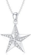 wholesale 925 Sterling Silver Cubic Zirconia Star Pendant Necklace Gift for Mother Wife Girlfriend Daughter Sister Friends-0-0