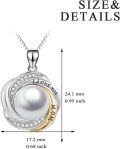 wholesale 925 Sterling Silver Round White Freshwater Cultured Pearl I LOVE YOU MOM Pendant Necklaces for Women Girls s with Cubic Zirconia Stones and Box Chain - 45cm/18inch Length-0-1
