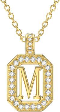 wholesale 14K Gold Moissanite A Z Letter Pendant Necklace for Women 16+2 -M