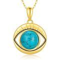 TOUPOP 14K Gold Turquoise Evil Eye Necklace for Women-0-0