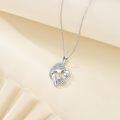 wholesale 925 Sterling Silver & Cubic Zirconia Mother Daughter Heart Necklace with Crystal & April Birthstone-0-5
