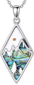 wholesale 925 Sterling Silver Abalone Shell Cubic Zirconia Cut Mountain Pendant Necklace for Women-0-0