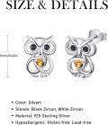 wholesale 925 Sterling Silver Tiger Eye Stone Owl Stud Earrings - Unique Animal  for Her-0-2