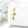 wholesale 14k Gold Cross Pendant Necklace With Red Ladybug Zircon Vine Design For Women-0-5