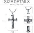 wholesale 925 Sterling Silver Crucifix Cross Necklace with Jesus Christ Pendant for Men & Women-0-3