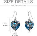 wholesale 925 Sterling Silver Heart-Shaped Blue Crystal Dragon & Flower Drop Earrings-0-2