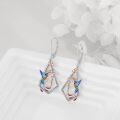 wholesale 925 Sterling Silver Hummingbird Dangle Earrings with Flower Accents - Women's Fashion s for Her-0-2