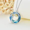 TOUPOP Sterling Silver Blue Crystal Bee Pendant Necklace-0-3