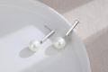 wholesale 925 Sterling Silver Round Pearl Long Bar Drop Earrings for Women -0-3