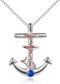wholesale 925 Sterling Silver Anchor Necklace – Hypoallergenic, Nickel-Free, Lead-Free, Cadmium-Free – 0.83 Inch Pendant, 18-22 Inch Chain-Anchor