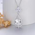 wholesale 14K White Gold Plated Sterling Silver Crushed Ice CZ Teardrop Pendant Necklace for Women-0-1