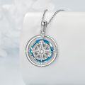wholesale 925 Sterling Silver Blue Enamel Compass Pendant Necklace Travel Talisman Graduation Gift for Women and Men-0-5