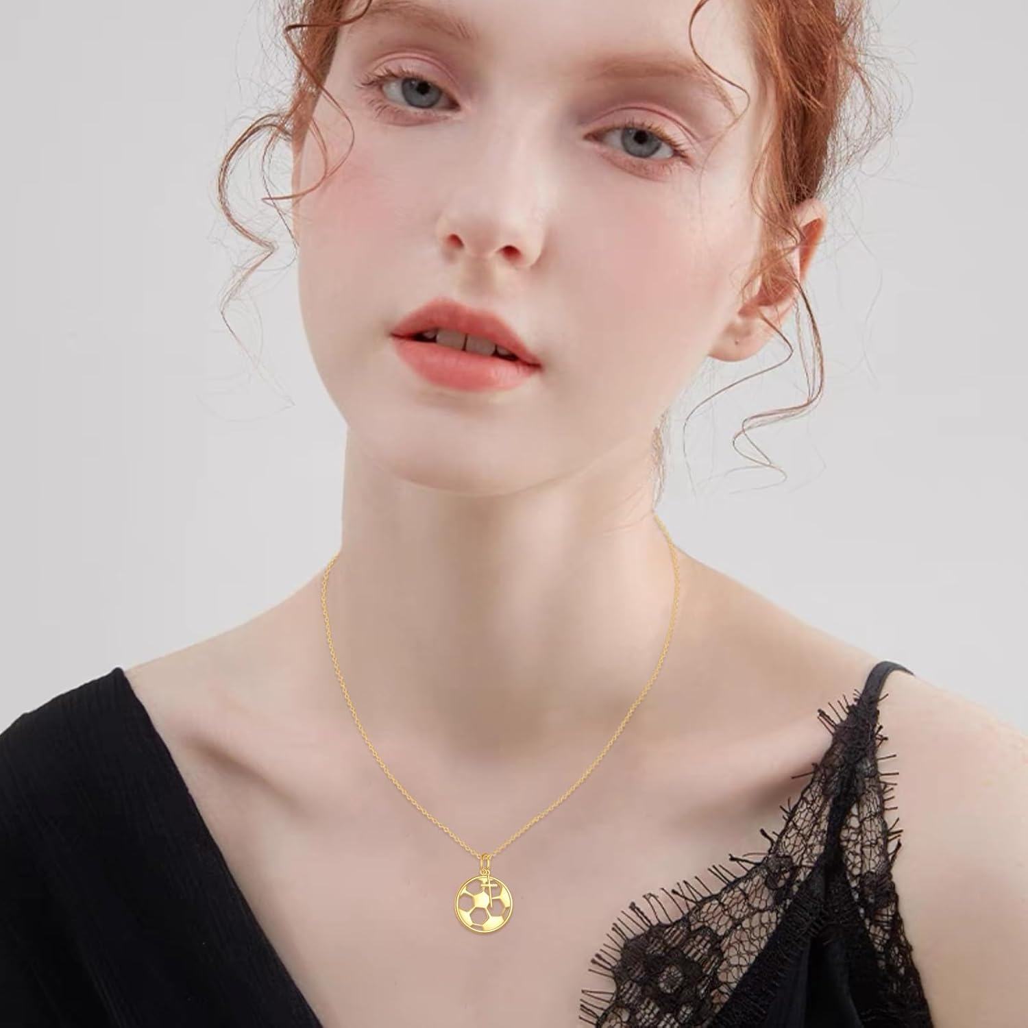 14K Gold Soccer Ball Cross Pendant Necklace - Sports s for Women and Men-0-4