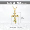 wholesale 14K Gold Green Crystal Flower Vine Cross Pendant Necklace for Women Gifts for Mom Wife Lover-0-4