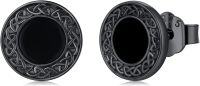 wholesale 925 Sterling Silver Black Onyx Zircon Celtic Viking Stud Earrings Hypoallergenic Punk Gothic Jewelry for Women Men-Black onyx-I-Black onyx-I