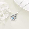 wholesale 925 Sterling Silver Teardrop Turquoise Flower Filigree Pendant Necklace for Women Girls-0-3