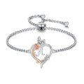 TOUPOP Sterling Silver Rose Heart Butterfly Initial A Letter Link Bracelet Jewelry Gift-0-0