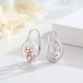 wholesale 925 Sterling Silver Fox Design Earrings With Heart Shape Detail And Rose Gold Accent-0-1