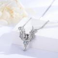 wholesale 925 Sterling Silver Angel Wings Cross Blue Stone Pendant Necklace for Men & Women-0-2