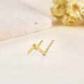 wholesale 14k Yellow Gold L-Shaped Nose Ring with Cubic Zirconia Cut Design and Lightning Bolt Detailing-0-4