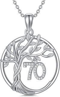 wholesale TOUPOP 70th Birthday Gifts For Her S925 Sterling Silver 70 Year Old Necklaces For Women Family Tree Of Life 70th Jewelry Anniversary Christmas Gifts For Mom Grandma Wife -undefined