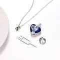 wholesale 925 Sterling Silver Blue Austrian Crystal Heart Cremation Jewelry with Funnel and Pin Set-0-1