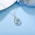 wholesale 925 Sterling Silver Blue Opal Starfish and Turtles Pendant Necklace Ocean Life s for Women Girls-0-2