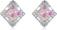 wholesale  Sterling Silver Opal Stud Earrings for Women Minimalist Square Fashion Gift -style 9