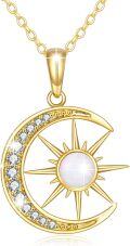 wholesale 14K Gold Opal Crescent Moon Star Pendant Necklace for Women-0-0