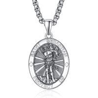 wholesale 925 Sterling Silver Patron Saint Medal Amulet Necklace for Men 2 5mm 22 +2 Chain-A21-Saint Sebastian