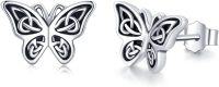 wholesale 925 Sterling Silver Celtic Knot Butterfly Stud Earrings for Women and Girls-Silver