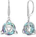 wholesale TOUPOP 925 Sterling Silver Drop Earrings For Women Leverback Earrings Irish Gifts Trinity Celtic Knot Dangle Earrings With Crystal Fashion Jewelry For Party/birthday -0-0